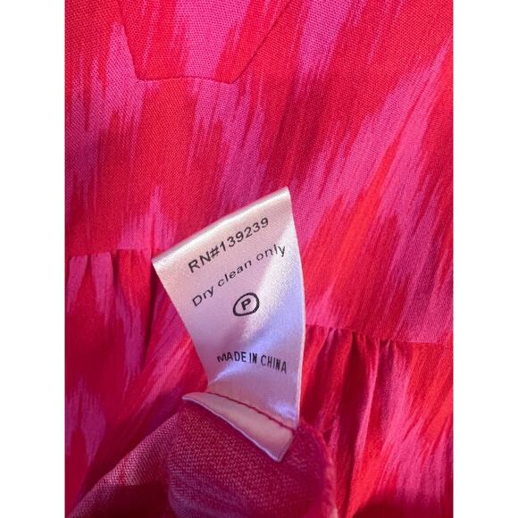 Pomander Place Size SM Red Pink Chevron Dress Tiered Preppy Cute - Picture 3 of 6